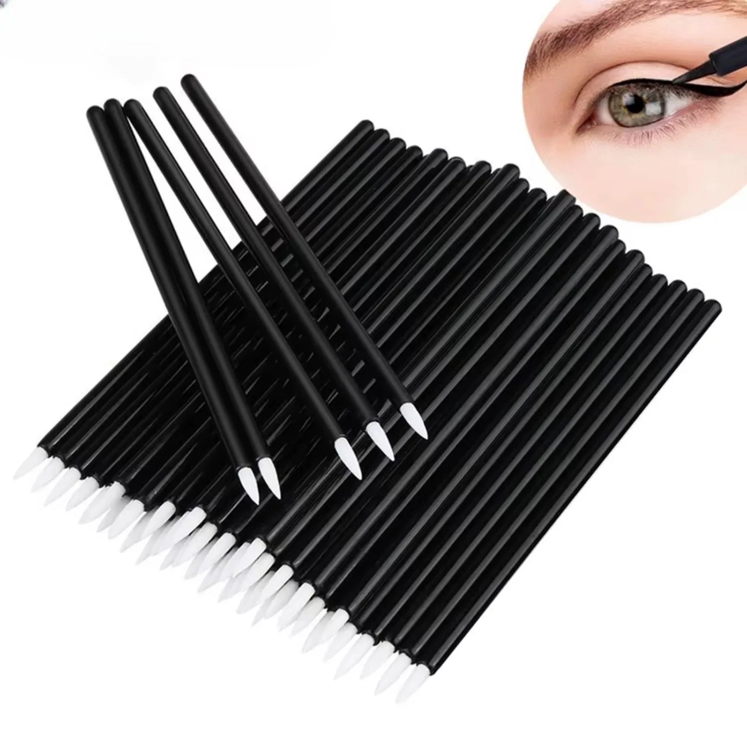 50pcs/lot Reusable Gel Liner Nail Art Brushes Painting Pen Disposable  Eyeliner Beauty Eyeline Makup Tools