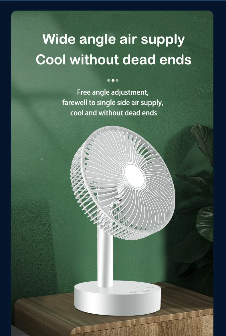 3600mAh USB Desk Fan 4 Speed Adjustable Desktop Table Fan with Strong Wind Quiet Operation Kipas USB Oscillating Fan
