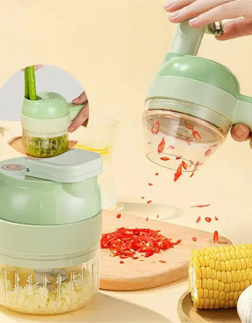 Load image into Gallery viewer, 4In1 Electric Vegetable Cutter Set Handheld Wireless Electric Garlic Masher Food Chopper Meat Grinder Machine Food Peel Slice
