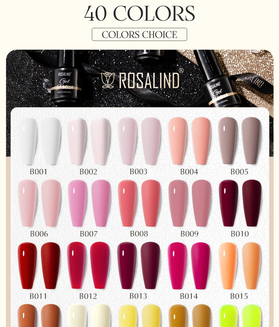 ROSALIND Bright Gel Nail Polish Mini 5ml Gel Polish Colorful Need UV Nail Lamp Semi-Permanent Base Top Gel Varnishes