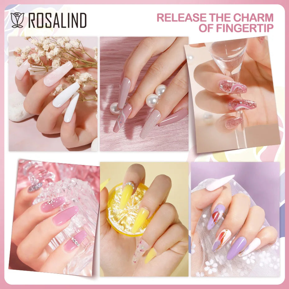 ROSALIND Bright Gel Nail Polish Mini 5ml Gel Polish Colorful Need UV Nail Lamp Semi-Permanent Base Top Gel Varnishes