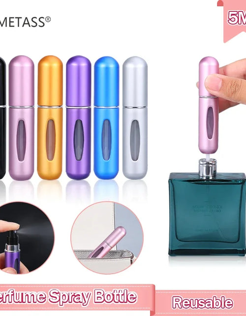 Load image into Gallery viewer, 5pcs 5ml Mini Refillable Perfume Atomizer Aluminum Perfume Bottle Portable Perfume Spray Bottle Travel Parfume Mini Bottle
