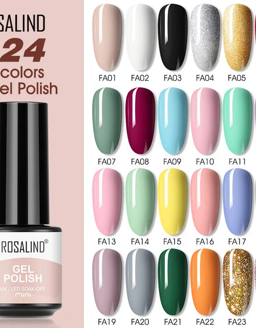 Load image into Gallery viewer, ROSALIND Bright Gel Nail Polish Mini 5ml Gel Polish Colorful Need UV Nail Lamp Semi-Permanent Base Top Gel Varnishes
