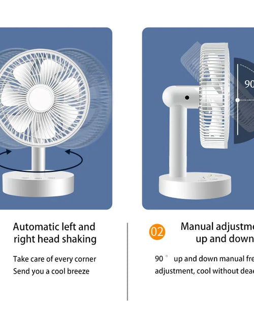 Load image into Gallery viewer, 3600mAh USB Desk Fan 4 Speed Adjustable Desktop Table Fan with Strong Wind Quiet Operation Kipas USB Oscillating Fan
