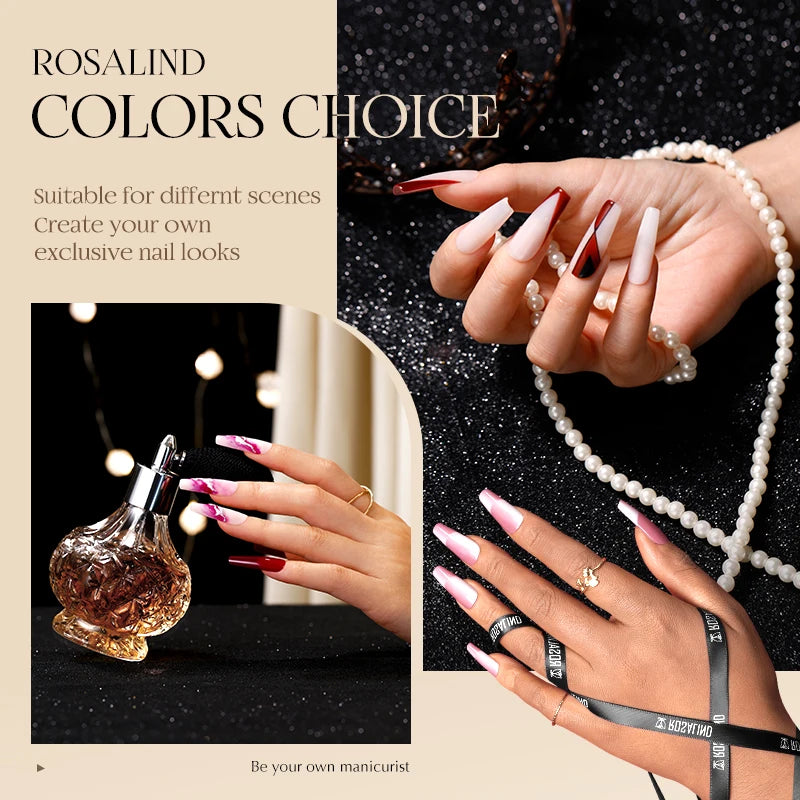 ROSALIND Bright Gel Nail Polish Mini 5ml Gel Polish Colorful Need UV Nail Lamp Semi-Permanent Base Top Gel Varnishes
