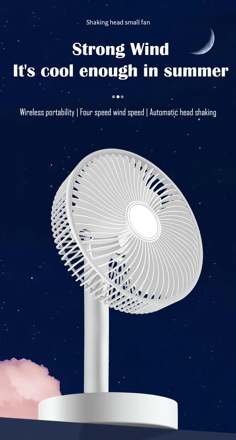 3600mAh USB Desk Fan 4 Speed Adjustable Desktop Table Fan with Strong Wind Quiet Operation Kipas USB Oscillating Fan