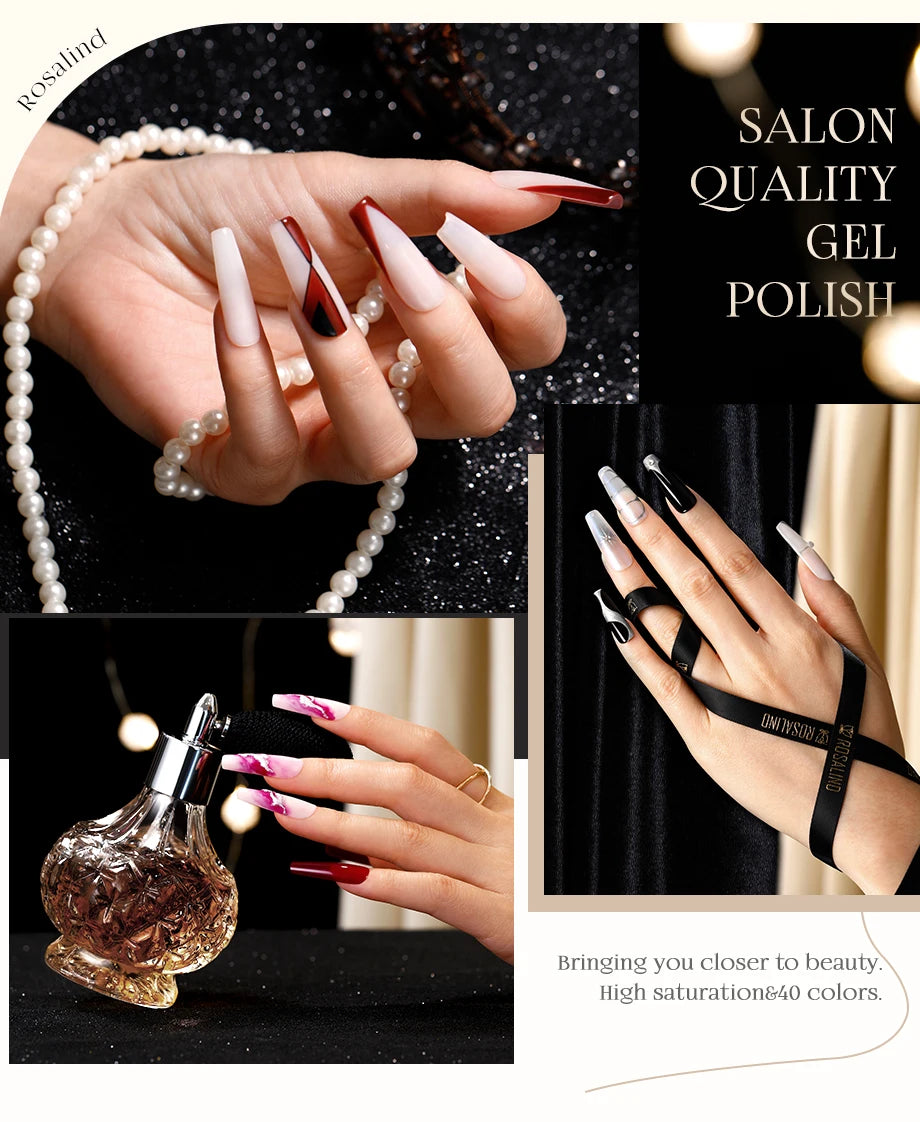ROSALIND Bright Gel Nail Polish Mini 5ml Gel Polish Colorful Need UV Nail Lamp Semi-Permanent Base Top Gel Varnishes