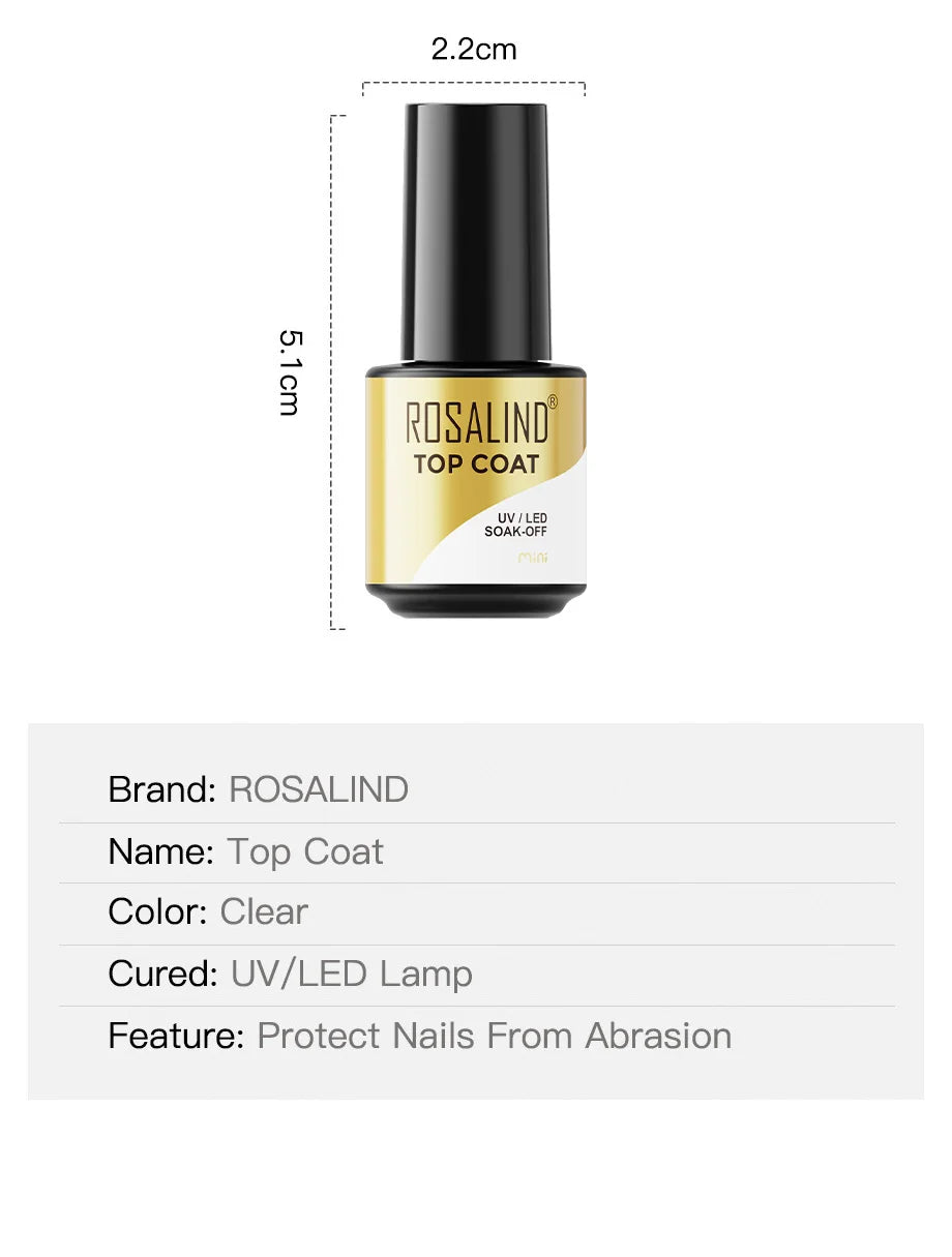 ROSALIND Bright Gel Nail Polish Mini 5ml Gel Polish Colorful Need UV Nail Lamp Semi-Permanent Base Top Gel Varnishes
