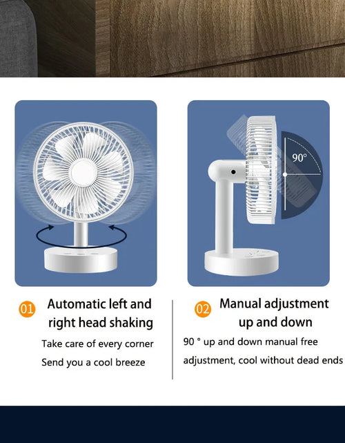 Load image into Gallery viewer, 3600mAh USB Desk Fan 4 Speed Adjustable Desktop Table Fan with Strong Wind Quiet Operation Kipas USB Oscillating Fan
