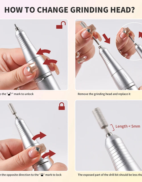 Load image into Gallery viewer, 45000RPM Nail Drill Machine Kit Rechargeable Electric Portable Nail Sander File for Gel Nails Polishing For Manicure Salon Home
