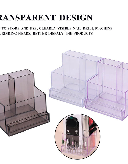 Load image into Gallery viewer, Nail Drill Bits Holder Display Clear Nail Display Box Transparent Makeup Storage Organizer Nail Manicure Tools
