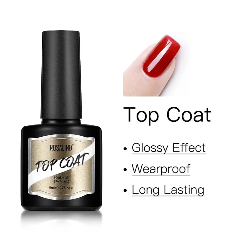 ROSALIND Bright Gel Nail Polish Mini 5ml Gel Polish Colorful Need UV Nail Lamp Semi-Permanent Base Top Gel Varnishes