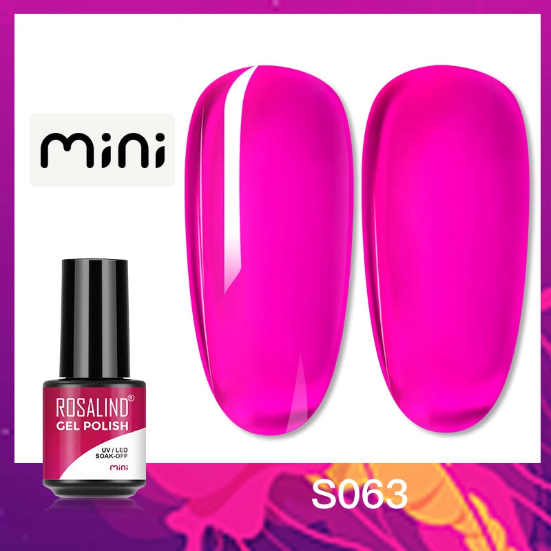 ROSALIND Bright Gel Nail Polish Mini 5ml Gel Polish Colorful Need UV Nail Lamp Semi-Permanent Base Top Gel Varnishes