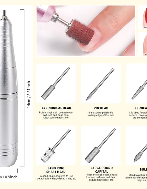 Load image into Gallery viewer, 45000RPM Nail Drill Machine Kit Rechargeable Electric Portable Nail Sander File for Gel Nails Polishing For Manicure Salon Home
