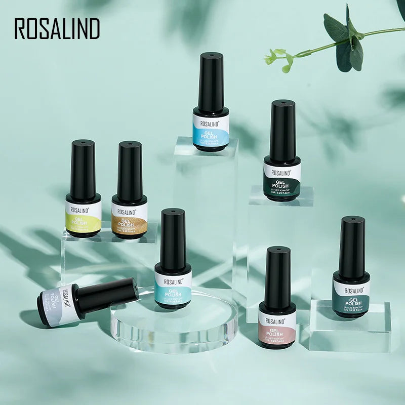 ROSALIND Bright Gel Nail Polish Mini 5ml Gel Polish Colorful Need UV Nail Lamp Semi-Permanent Base Top Gel Varnishes