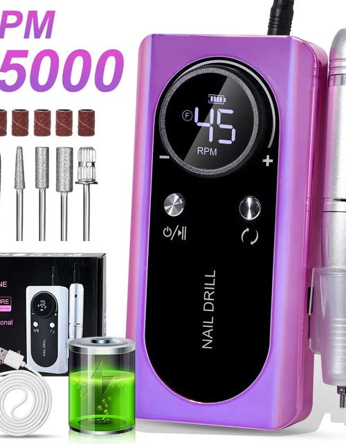 Load image into Gallery viewer, 45000RPM Nail Drill Machine Kit Rechargeable Electric Portable Nail Sander File for Gel Nails Polishing For Manicure Salon Home
