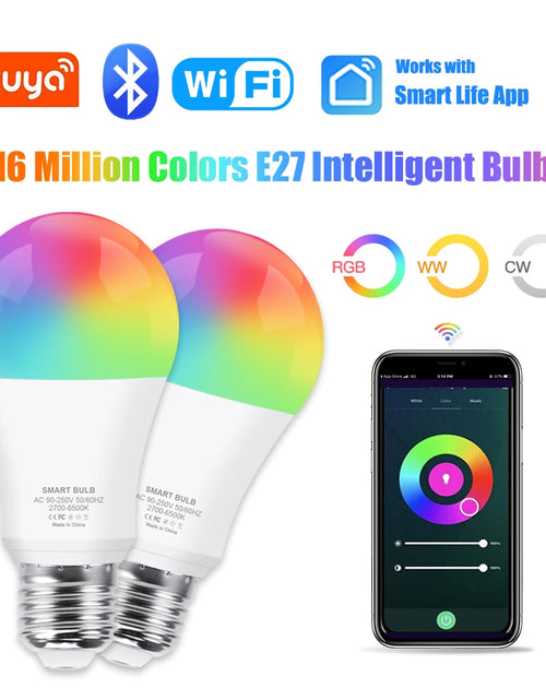 Load image into Gallery viewer, Tuya Wifi/Bluetooth Smart Bulb E27 RGB Alexa Led Lamp Smart Light Bulbs AC 85-265V Smart Lamps For Google Assistant Smart Life
