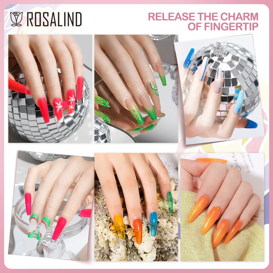 ROSALIND Bright Gel Nail Polish Mini 5ml Gel Polish Colorful Need UV Nail Lamp Semi-Permanent Base Top Gel Varnishes