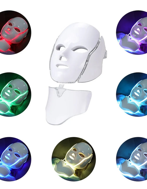 Load image into Gallery viewer, 7 Colors LED Facial Mask with Neck LED Light Photon Mask Skin Rejuvenation Anti Acne Beauty Device Face Lifting Firm Massager
