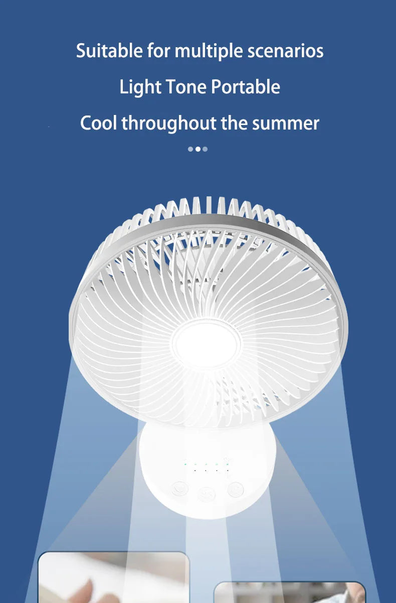 3600mAh USB Desk Fan 4 Speed Adjustable Desktop Table Fan with Strong Wind Quiet Operation Kipas USB Oscillating Fan