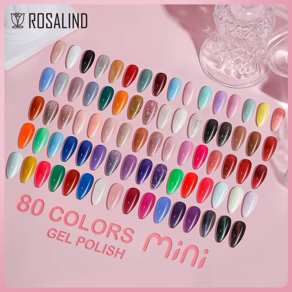 ROSALIND Bright Gel Nail Polish Mini 5ml Gel Polish Colorful Need UV Nail Lamp Semi-Permanent Base Top Gel Varnishes