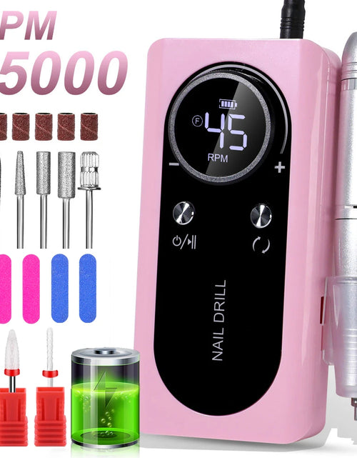 Load image into Gallery viewer, 45000RPM Nail Drill Machine Kit Rechargeable Electric Portable Nail Sander File for Gel Nails Polishing For Manicure Salon Home
