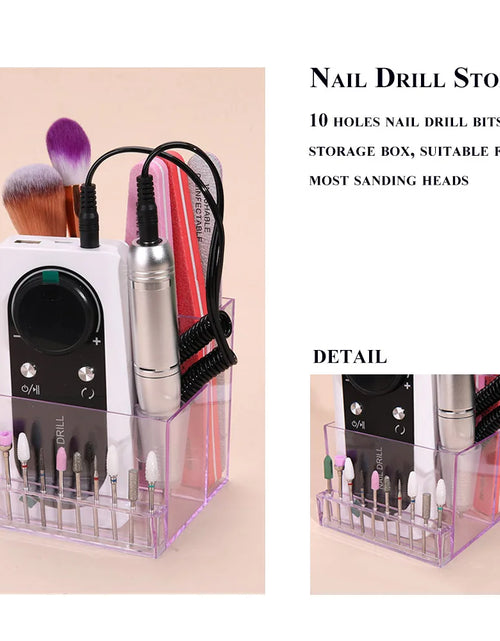 Load image into Gallery viewer, Nail Drill Bits Holder Display Clear Nail Display Box Transparent Makeup Storage Organizer Nail Manicure Tools
