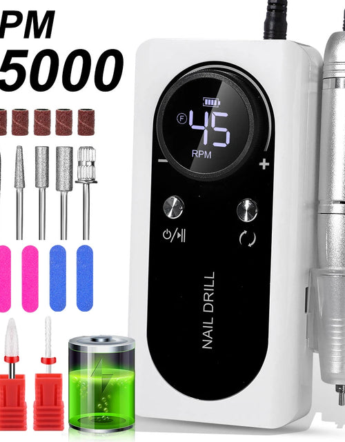 Load image into Gallery viewer, 45000RPM Nail Drill Machine Kit Rechargeable Electric Portable Nail Sander File for Gel Nails Polishing For Manicure Salon Home
