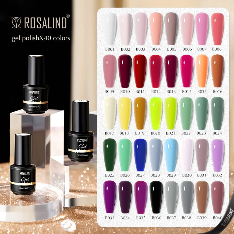ROSALIND Bright Gel Nail Polish Mini 5ml Gel Polish Colorful Need UV Nail Lamp Semi-Permanent Base Top Gel Varnishes