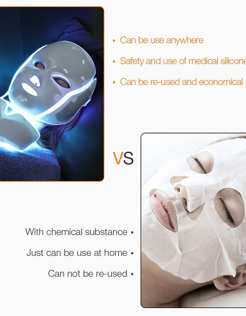 Load image into Gallery viewer, 7 Colors LED Facial Mask with Neck LED Light Photon Mask Skin Rejuvenation Anti Acne Beauty Device Face Lifting Firm Massager

