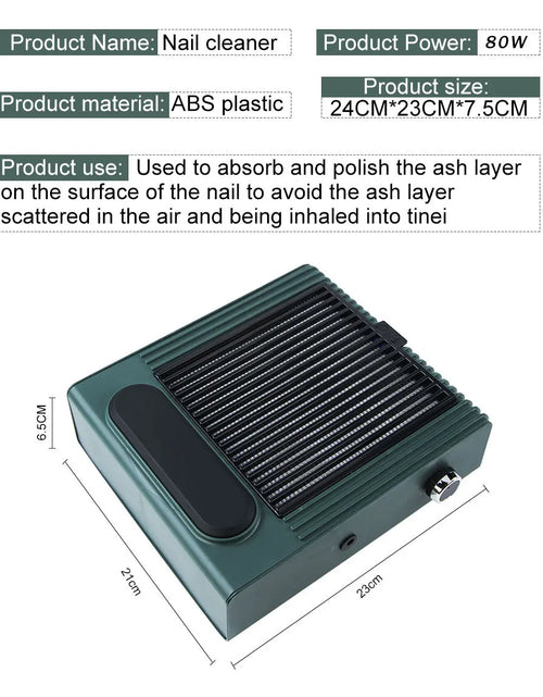 Load image into Gallery viewer, 80W Powerful Nail Dust Collector For Manicure Nail Vacuum Cleaner With Fitter Nail Dust Fan Manicure Salon Equipment
