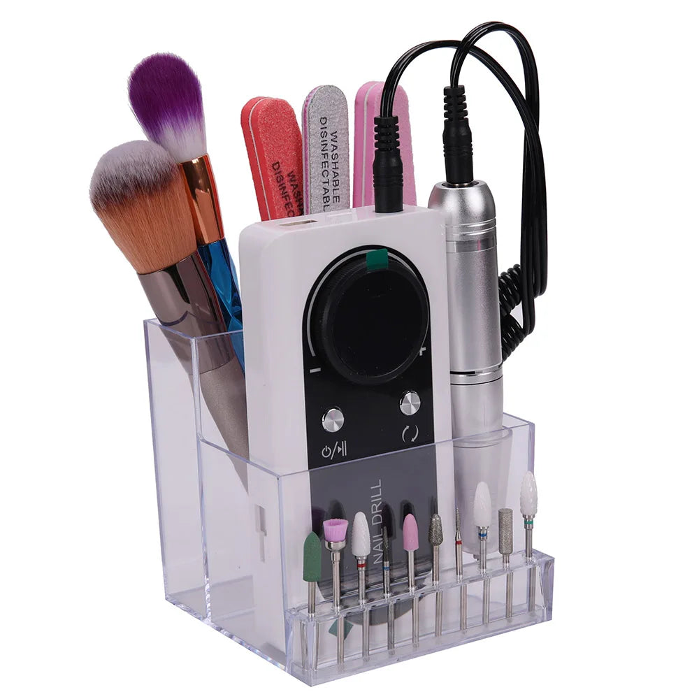 Nail Drill Bits Holder Display Clear Nail Display Box Transparent Makeup Storage Organizer Nail Manicure Tools