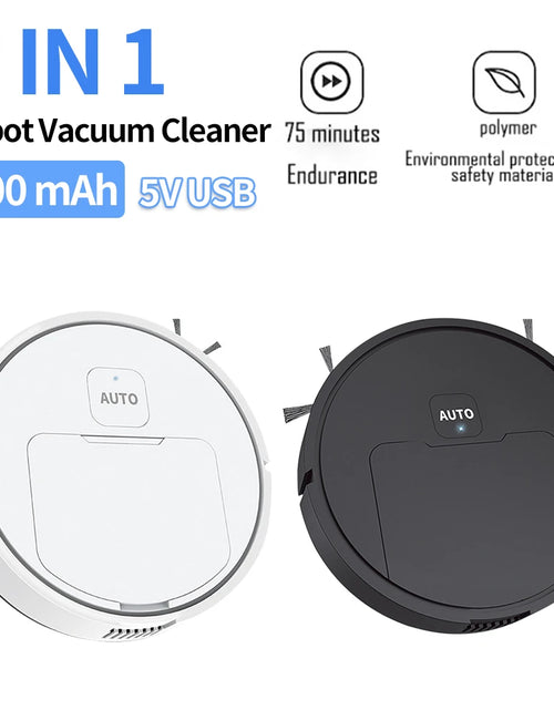 Load image into Gallery viewer, 3-in-1 Robot Vacuum Cleaner USB Rechargeable 1000Pa Suction Robotic Vacuum and Mop Combo for Home Floor Washing Carpet Pet Hair
