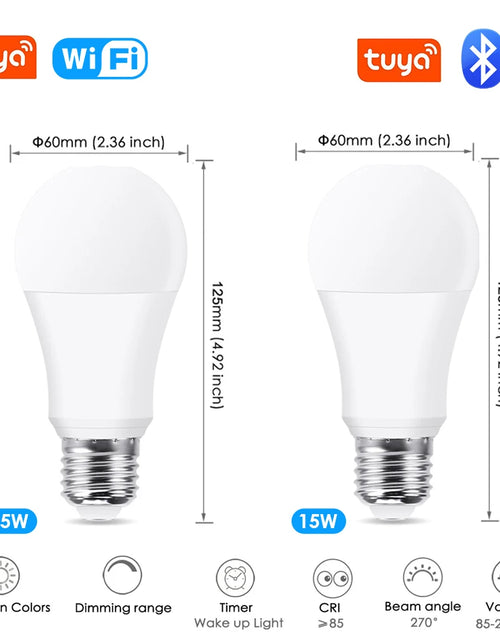 Load image into Gallery viewer, Tuya Wifi/Bluetooth Smart Bulb E27 RGB Alexa Led Lamp Smart Light Bulbs AC 85-265V Smart Lamps For Google Assistant Smart Life
