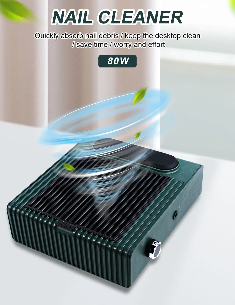 80W Powerful Nail Dust Collector For Manicure Nail Vacuum Cleaner With Fitter Nail Dust Fan Manicure Salon Equipment