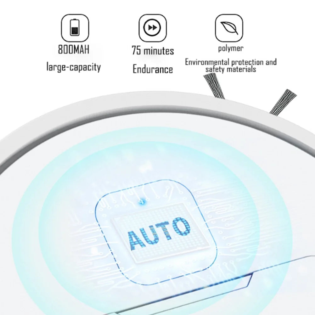 3-in-1 Robot Vacuum Cleaner USB Rechargeable 1000Pa Suction Robotic Vacuum and Mop Combo for Home Floor Washing Carpet Pet Hair