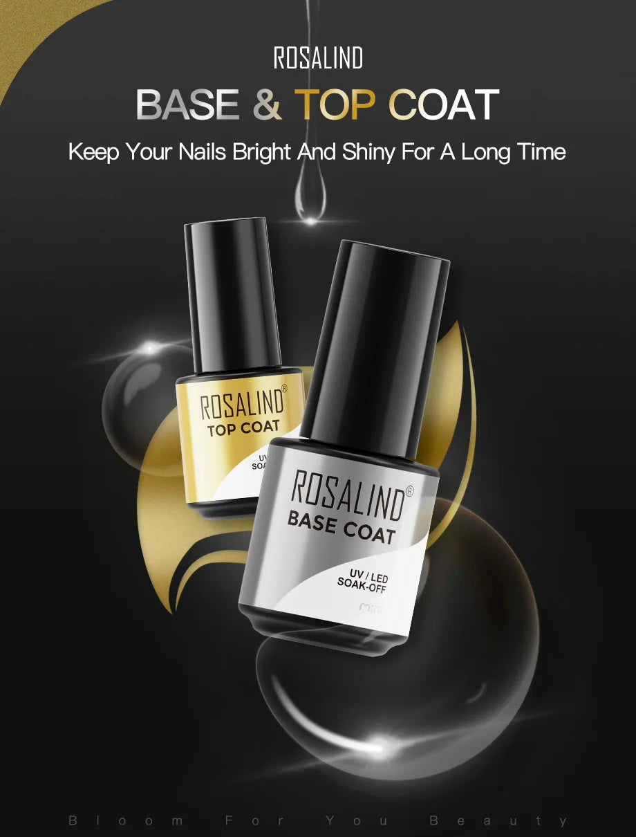 ROSALIND Bright Gel Nail Polish Mini 5ml Gel Polish Colorful Need UV Nail Lamp Semi-Permanent Base Top Gel Varnishes
