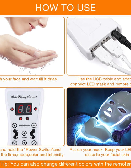 Load image into Gallery viewer, 7 Colors LED Facial Mask with Neck LED Light Photon Mask Skin Rejuvenation Anti Acne Beauty Device Face Lifting Firm Massager

