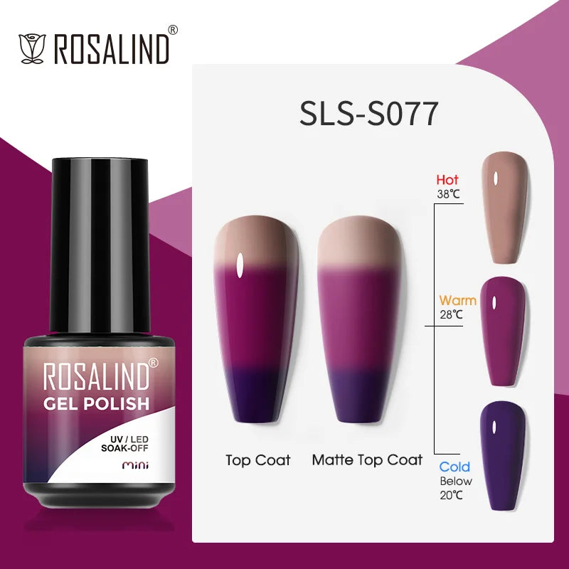 ROSALIND Bright Gel Nail Polish Mini 5ml Gel Polish Colorful Need UV Nail Lamp Semi-Permanent Base Top Gel Varnishes