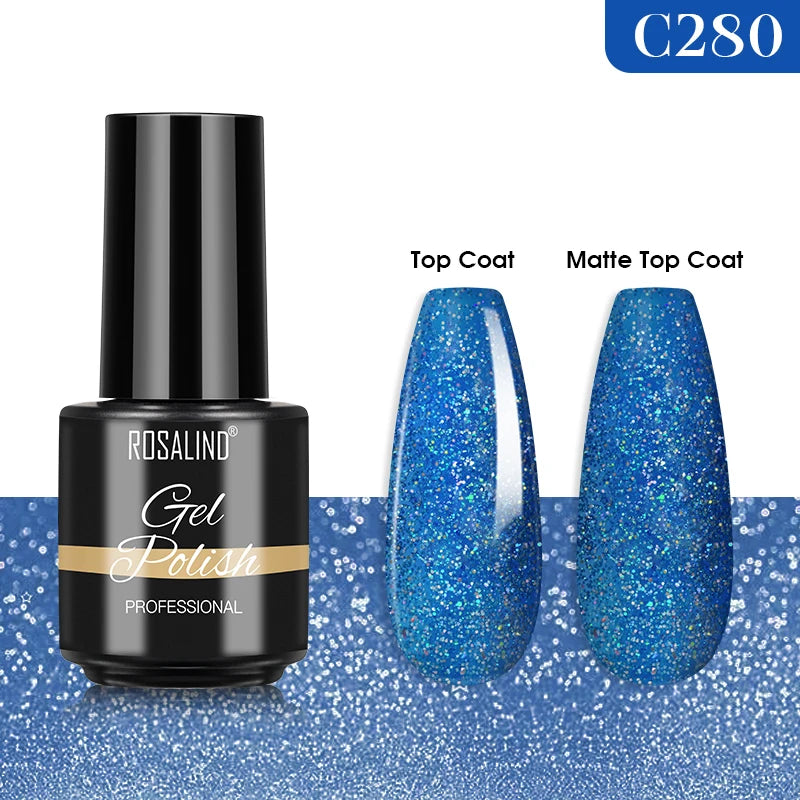 ROSALIND Bright Gel Nail Polish Mini 5ml Gel Polish Colorful Need UV Nail Lamp Semi-Permanent Base Top Gel Varnishes