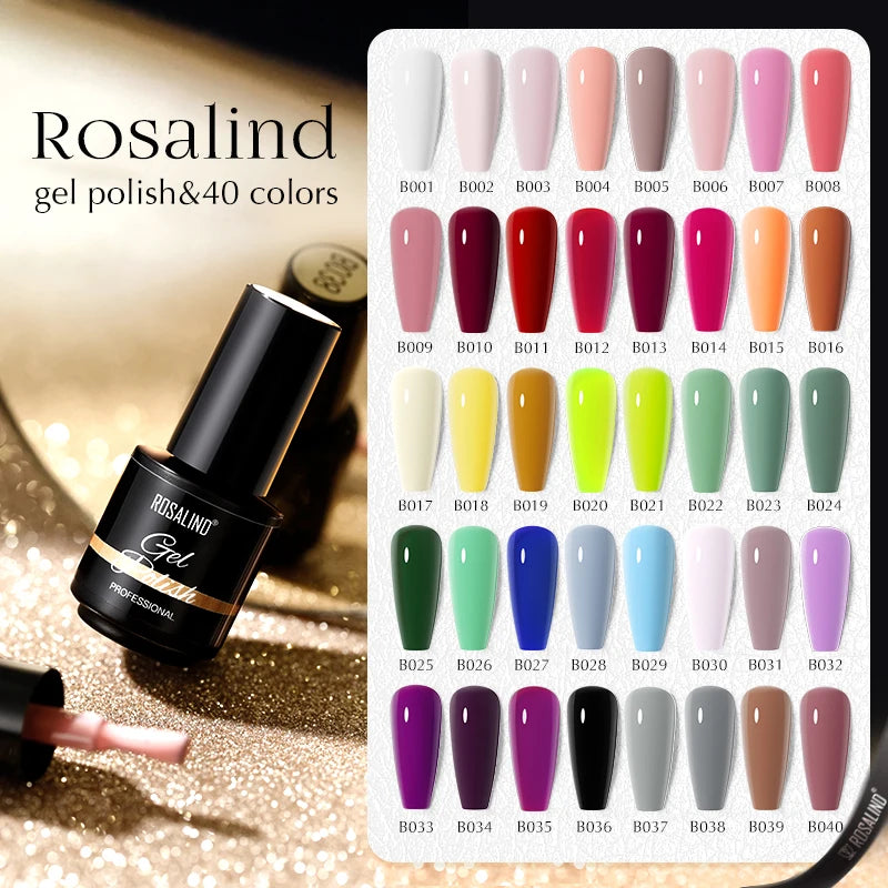 ROSALIND Bright Gel Nail Polish Mini 5ml Gel Polish Colorful Need UV Nail Lamp Semi-Permanent Base Top Gel Varnishes