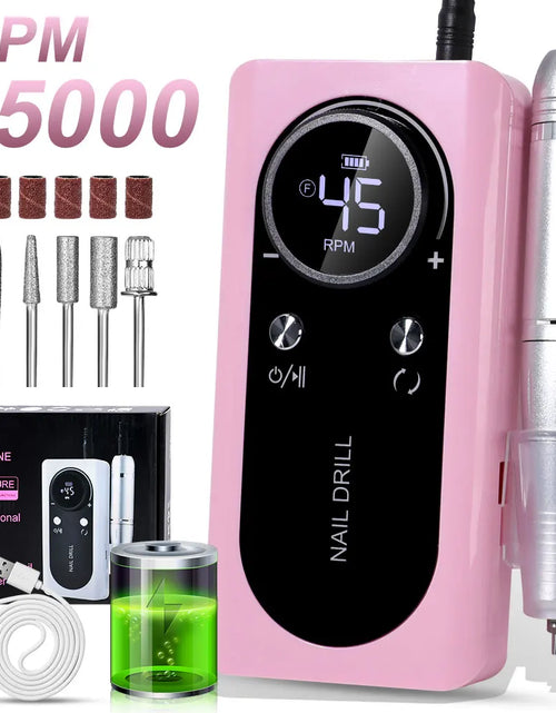 Load image into Gallery viewer, 45000RPM Nail Drill Machine Kit Rechargeable Electric Portable Nail Sander File for Gel Nails Polishing For Manicure Salon Home
