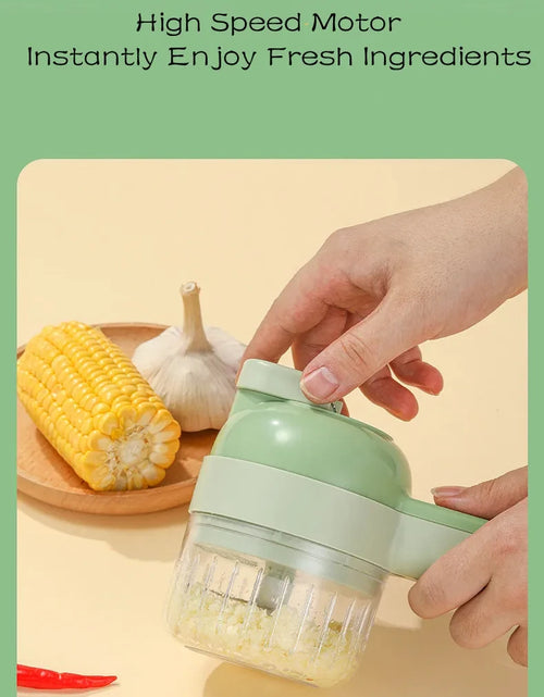 Load image into Gallery viewer, 4In1 Electric Vegetable Cutter Set Handheld Wireless Electric Garlic Masher Food Chopper Meat Grinder Machine Food Peel Slice
