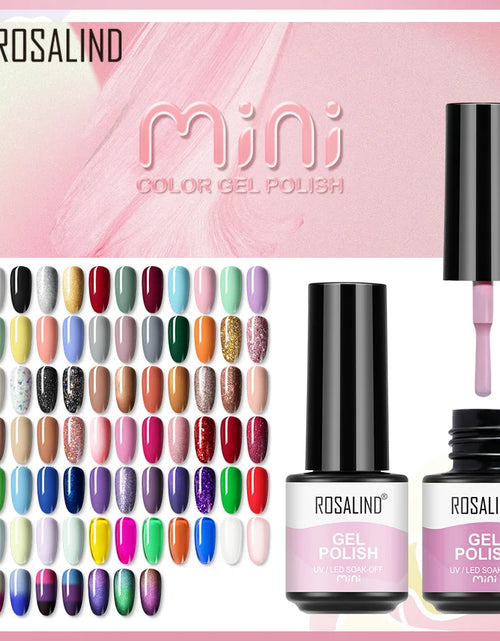 Load image into Gallery viewer, ROSALIND Bright Gel Nail Polish Mini 5ml Gel Polish Colorful Need UV Nail Lamp Semi-Permanent Base Top Gel Varnishes

