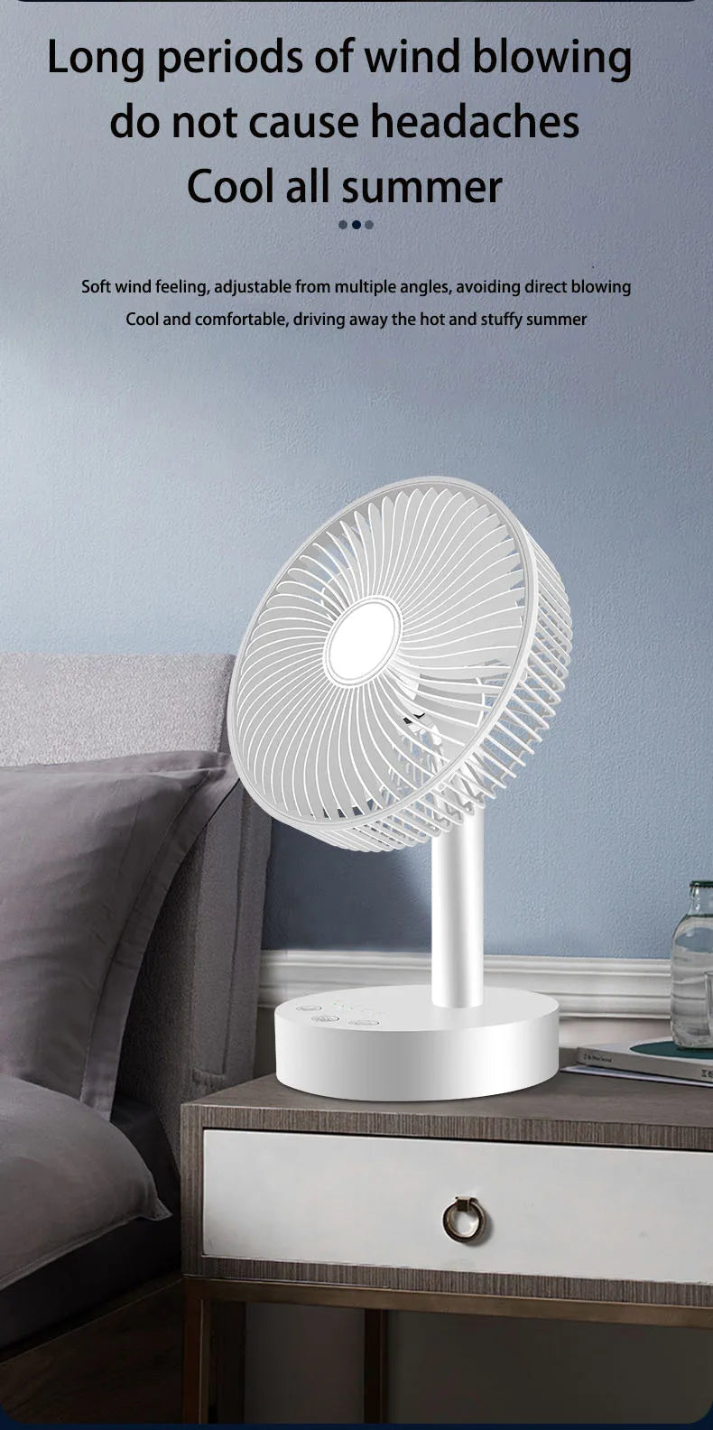 3600mAh USB Desk Fan 4 Speed Adjustable Desktop Table Fan with Strong Wind Quiet Operation Kipas USB Oscillating Fan