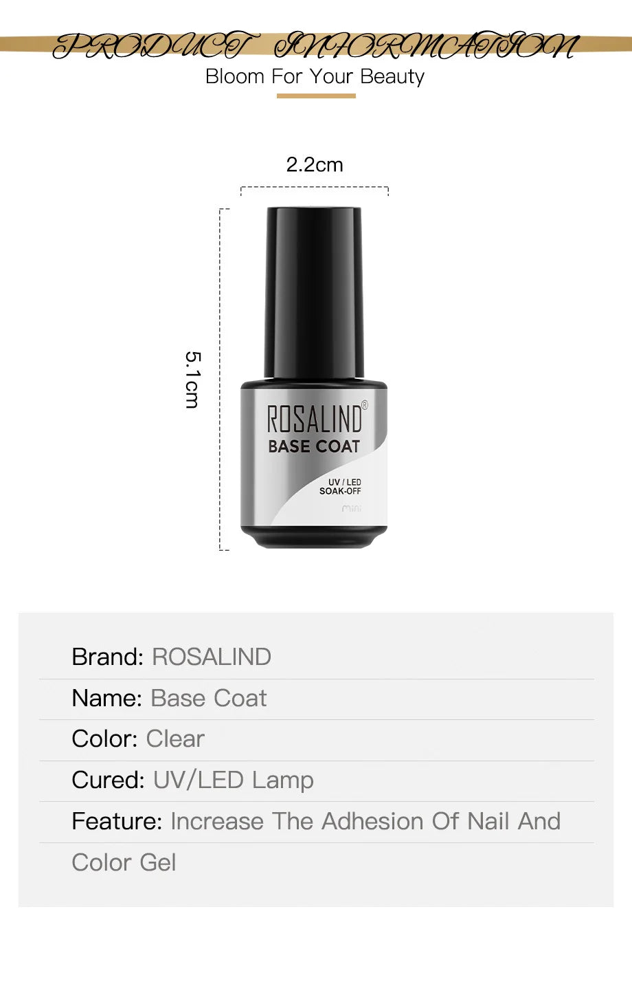 ROSALIND Bright Gel Nail Polish Mini 5ml Gel Polish Colorful Need UV Nail Lamp Semi-Permanent Base Top Gel Varnishes