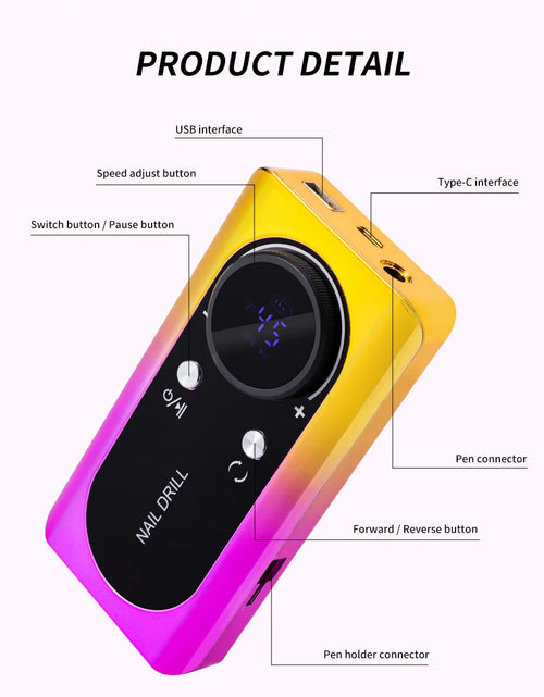 Load image into Gallery viewer, 45000RPM Nail Drill Machine Kit Rechargeable Electric Portable Nail Sander File for Gel Nails Polishing For Manicure Salon Home
